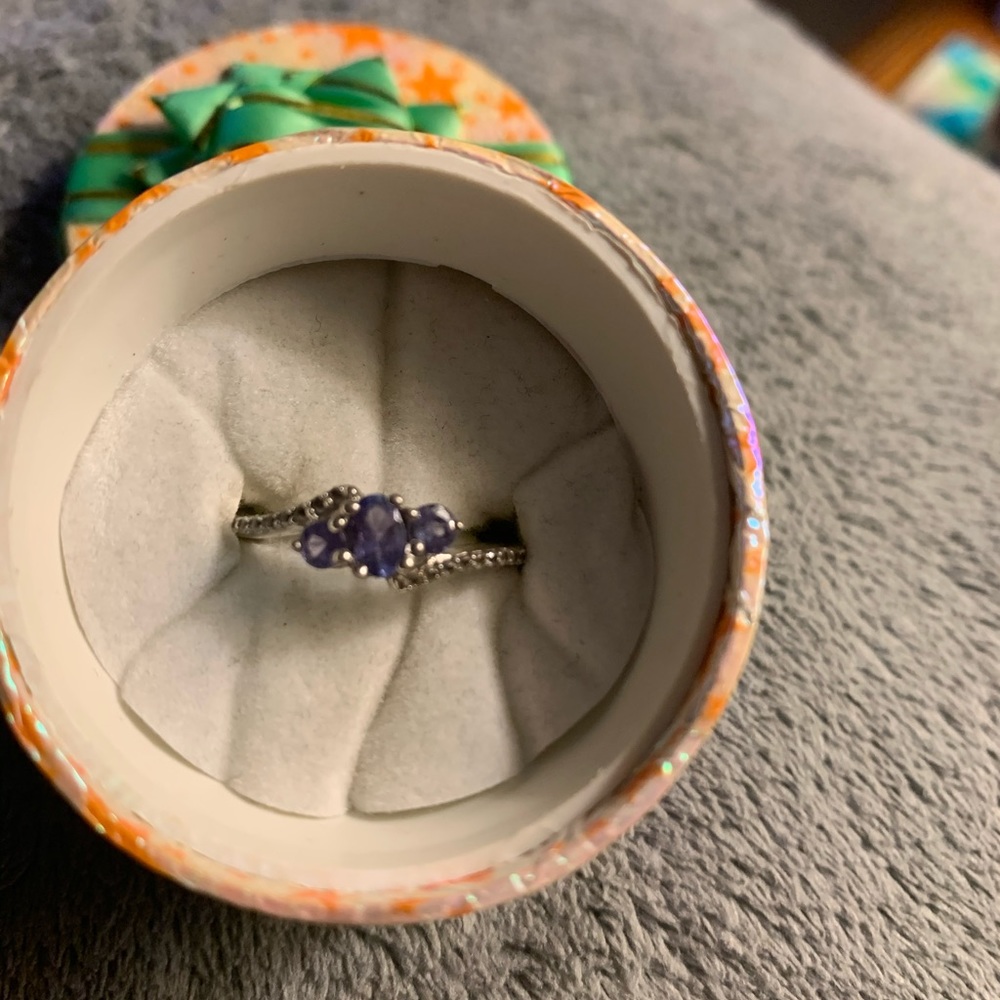 Genuine Tanzanite sterling silver ring 925 - Picture 2 of 4